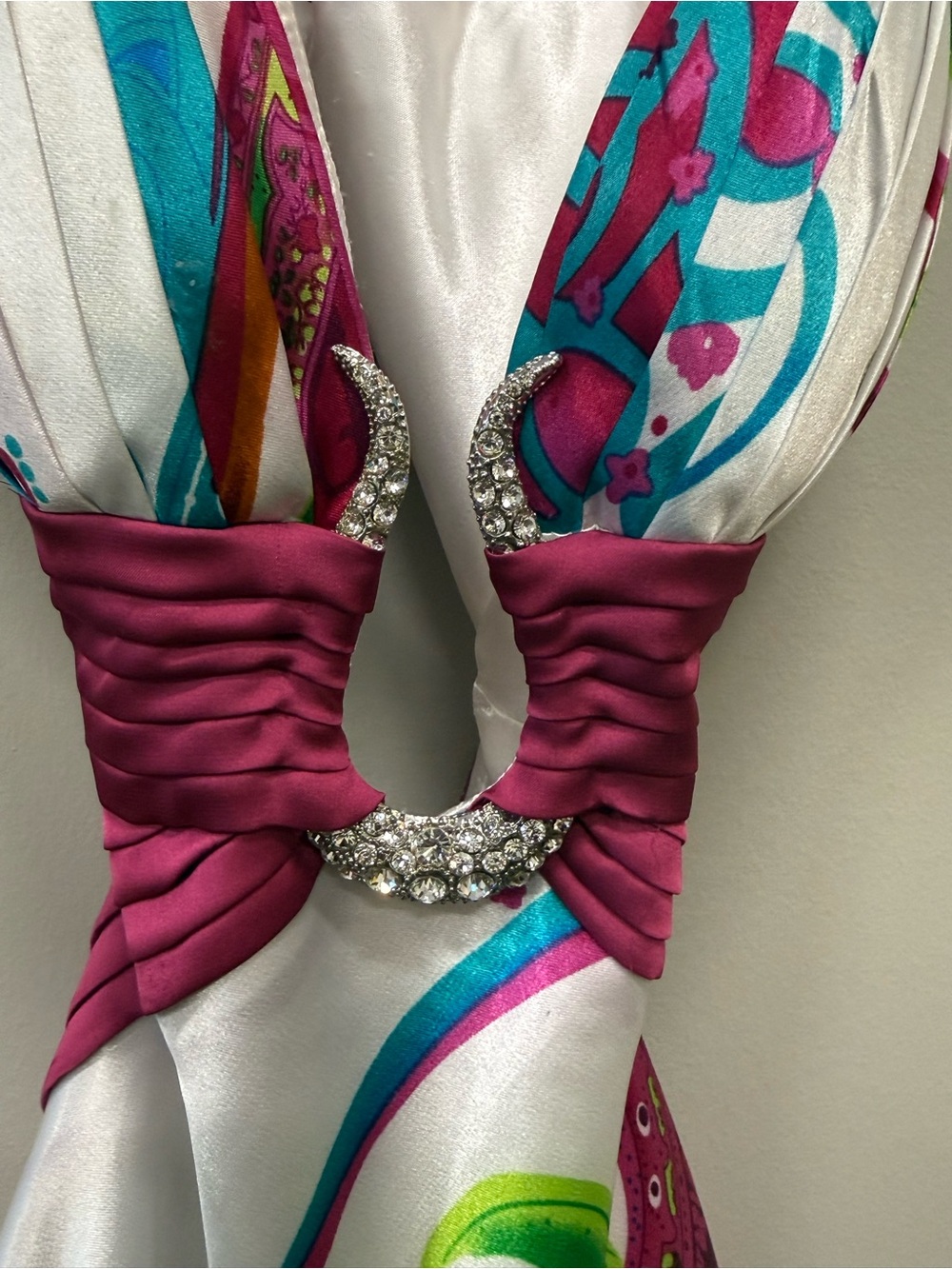 Vintage Cache Multicolor Halter Maxi Dress Size 0 - Picture 5 of 11